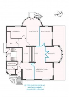 Grundriss Beletage Vorschlag ***VERKAUFT*** REPR�SENTATIVE LAGE Am Botanischen Garten in BERLIN-DAHLEM - BELETAGE mit REMISE